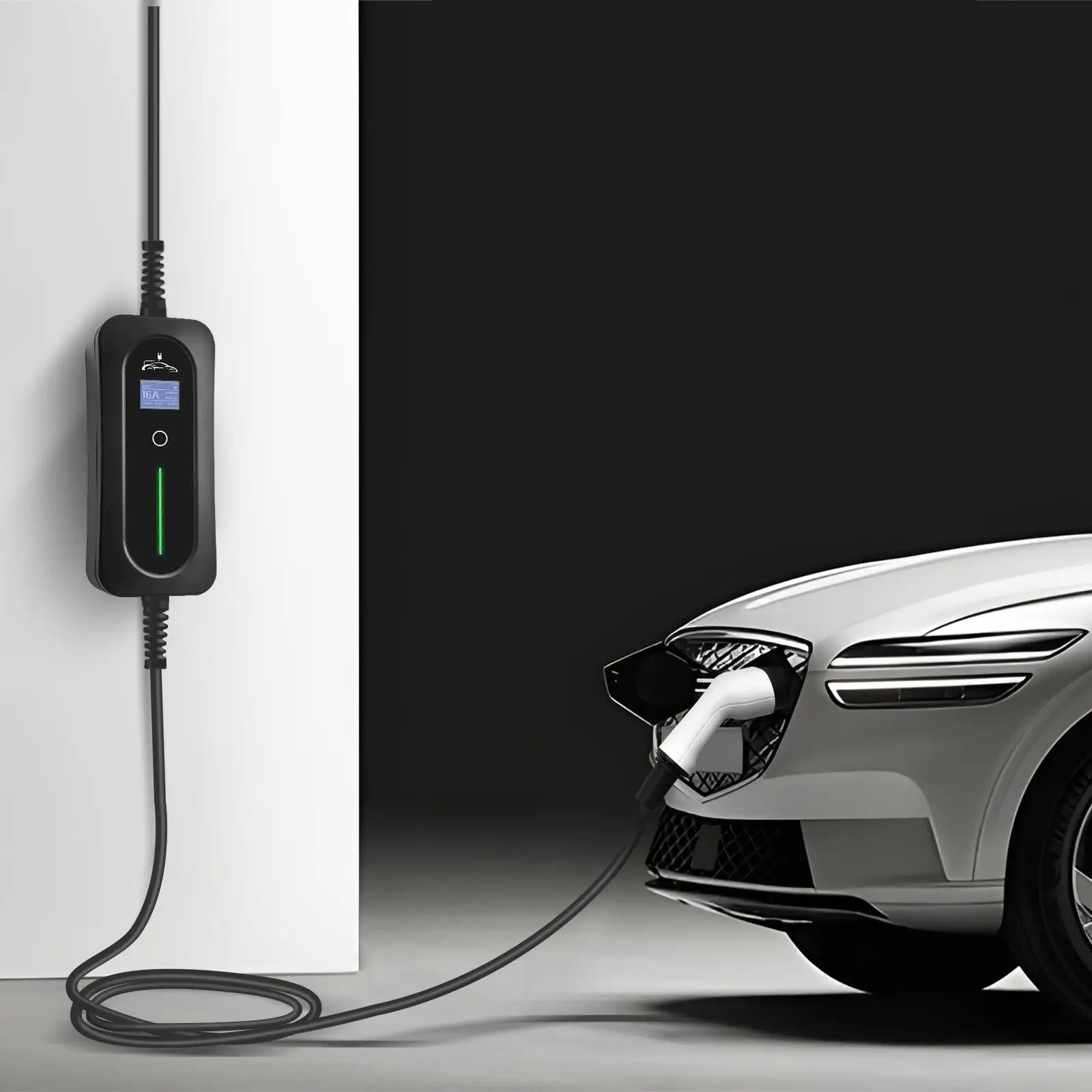 EV Type 1 Portable Charging Box Cable Switchable 10/16A Schuko Plug Electric Vehicle Car Charger EVSE 2.2/3.6KW smile