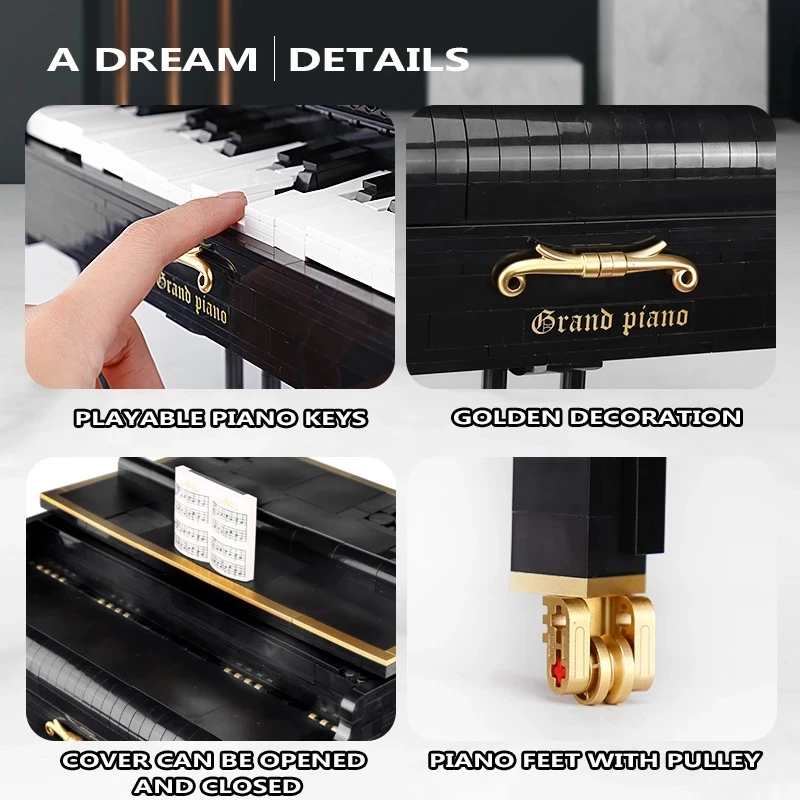 XQGQ01 MOC-13192 Creative Toys The 21323 App Control Motorized Playable Grand Piano Set Kids Toys Building Blocks Christmas Gift