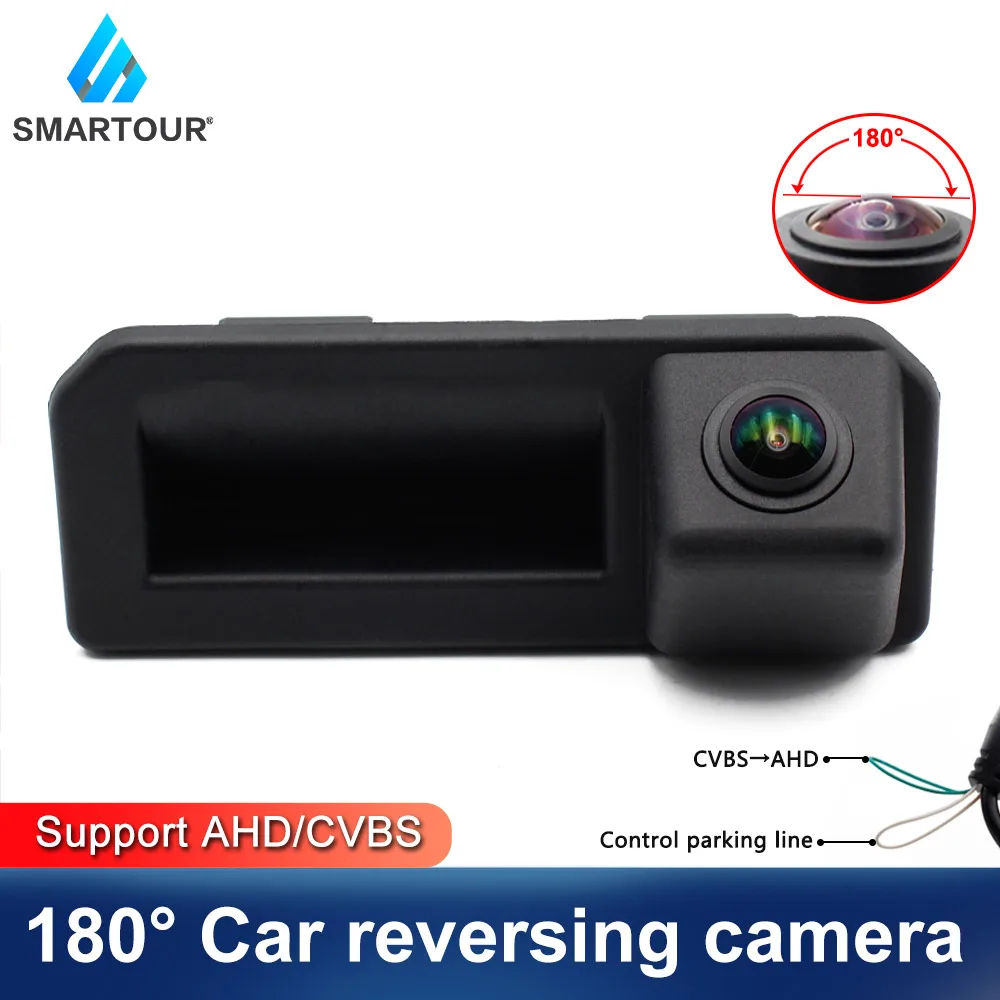 Rear View Car Smartour Reverse Backup Trunk Handle AHD 180 Degree ddmysmile Camera For Audi Q2 Q5 A5 For VW Skoda Kodiaq Cayenne 2017 2018 Smile