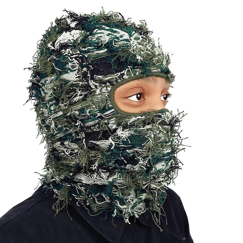 Distressed Knitted Caps Motorcycle Cool Balaclava Winter Warm Beanies Fleece Full Face Ski Mask Hip Hop Rock Beanie Cap Trending