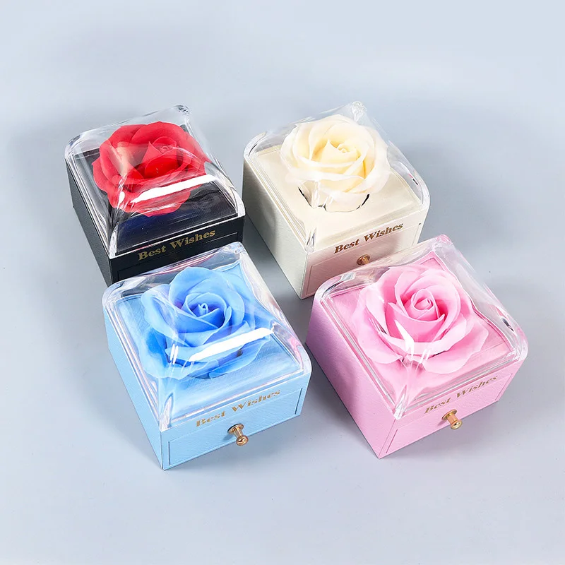 Flower ddmysmile New Jewelry Rose Box For Necklace Pendant Valentine's Day Gift Organizer Plastic Paper Packaging Display Box For Women Smile
