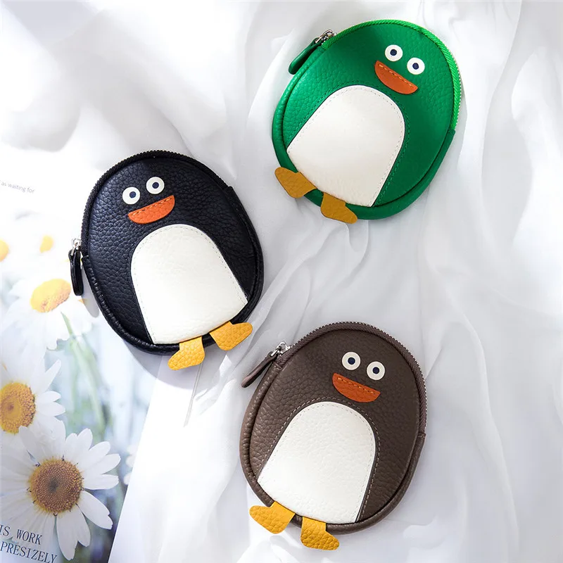 Penguin Leather Women's Cute Wallet New Creative Compartment ddmysmile Coin Purse Mini Clutch Bag Small Handbag Money Bag For Female Smile