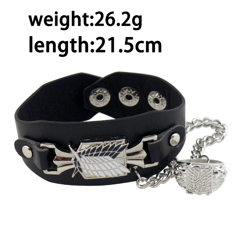 Titan On Anime Attack Wings Of Liberty Enamel Leather Bracelet For Men ddmysmile Women Shingeki No Kyojin Wristband Cosplay Jewelry Gift Smile