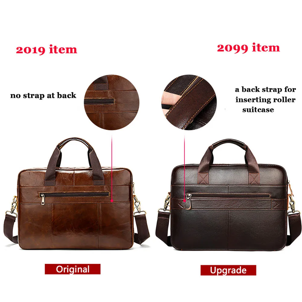 Men's Briefcases Men's WESTAL Bags Genuine Leather Lawyer/Office Bag Laptop Bag Men's Leather Briefcases Bag for Documents smile