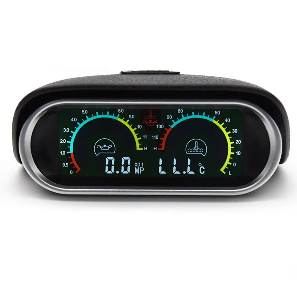 Universal 2 in 1 Car Gauges Digital Oil Pressure Gauge + Water Temperature Gauge with M10 Temp Sensor fit for 12V/24V Car Truck