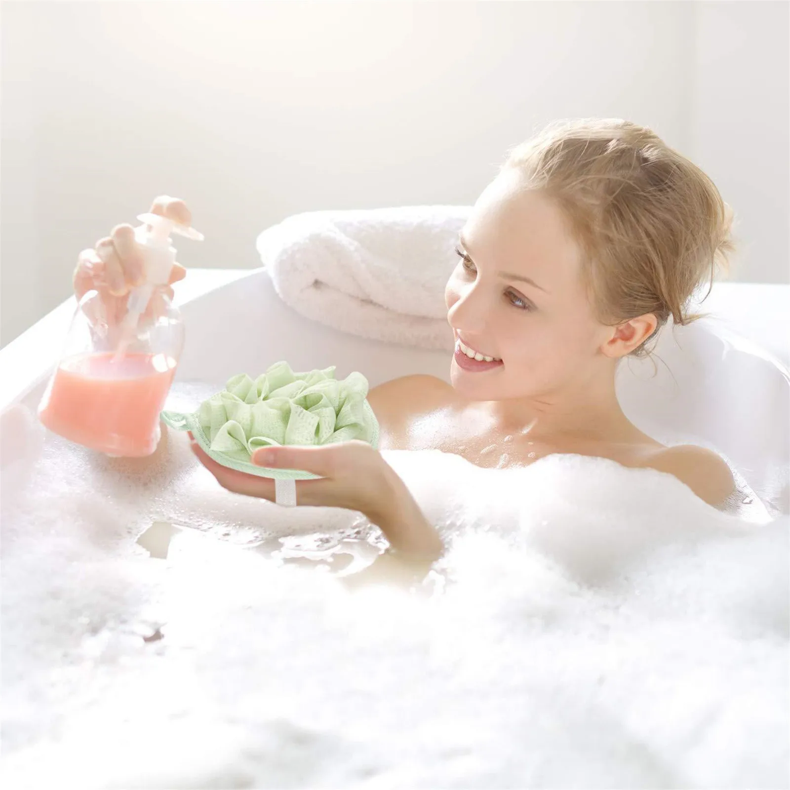 6 Pieces Bath Shower Loofah Sponge Mesh Pouf Shower Ball Exfoliating Body Loofah Pad Ball Shower Glove With Flower Bath Ball