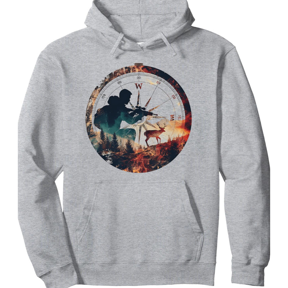 Hoodie for Mens Womens Hunting Compass Deer Hunter Gift Idea For Men Pullover Hoodie Graphic Hoodies sweatshirt