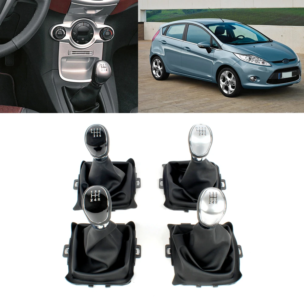 Speed Shift 5/6 Gear And PU Leather Boot For Ford Fiesta 2008 2009 2010 2011 2012 smile