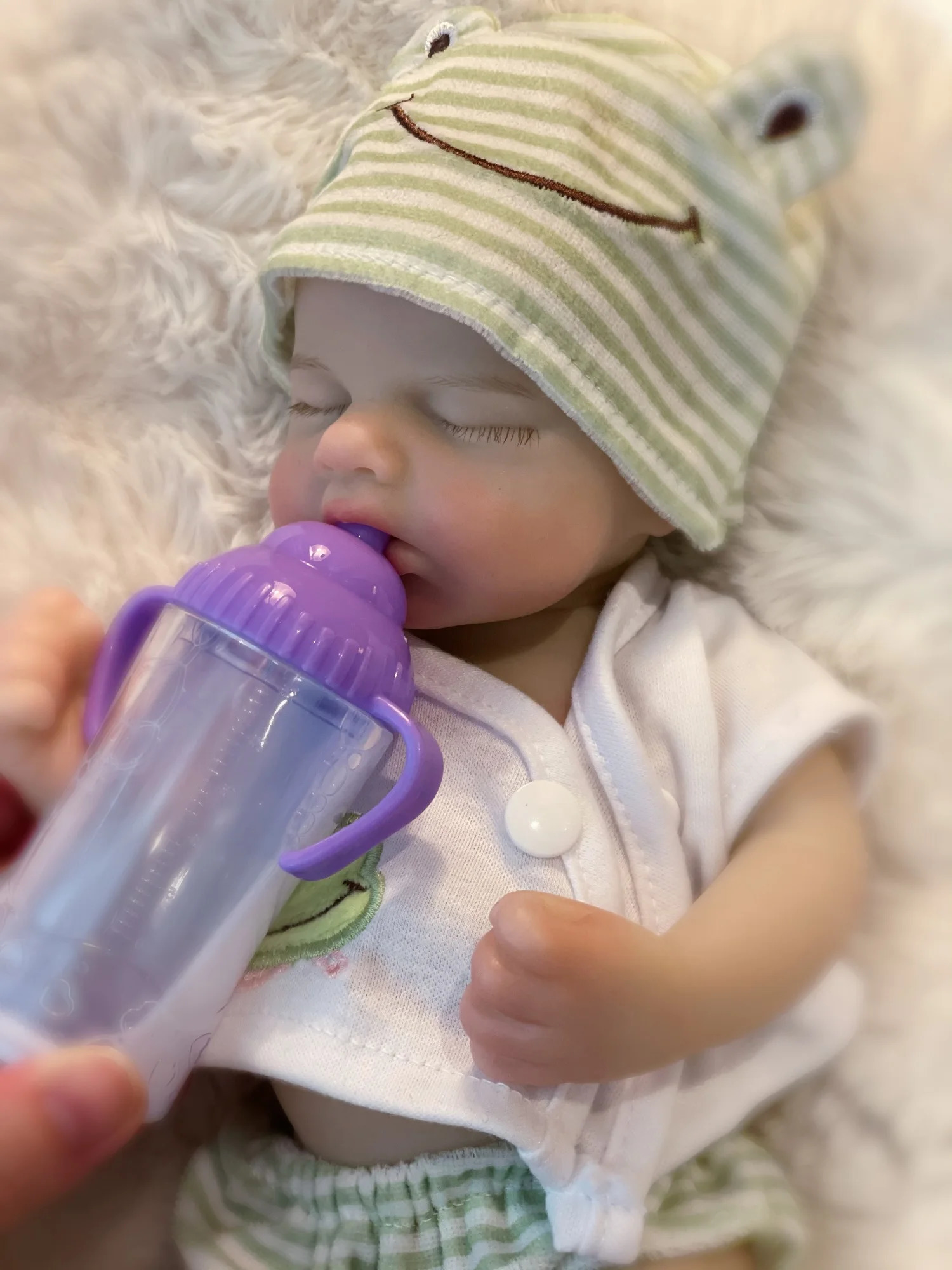 33cm Can Open Mouth Painted Solid Silicone LouLou Bebe Reborn Girl and Boy Washable born Baby Dolls For Kids Gift 241108