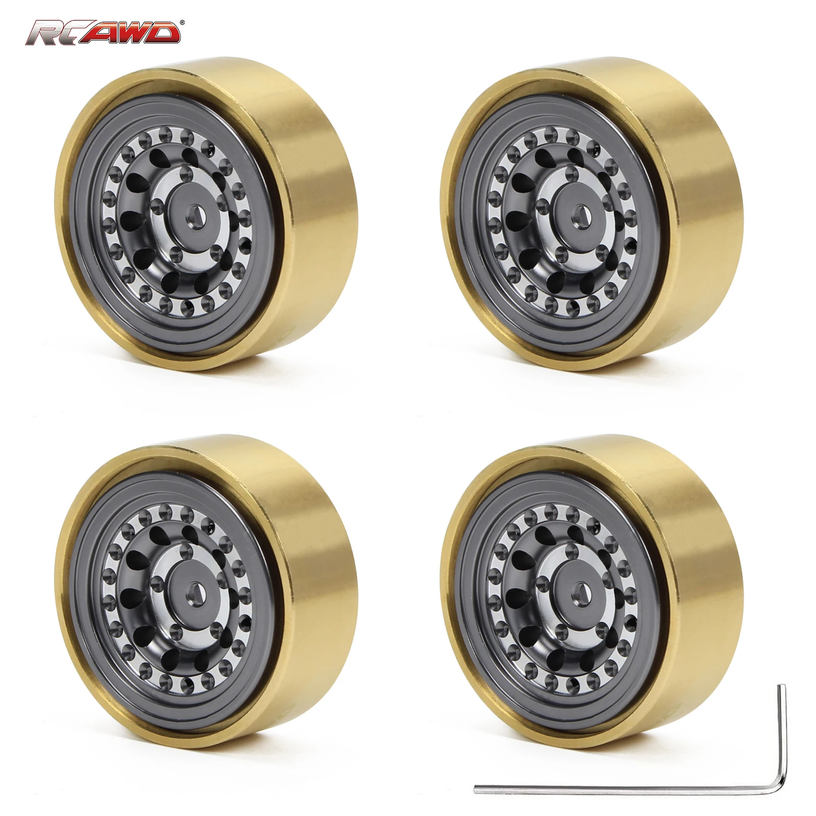 Wheel Glue-Free Alloy Beadlock And Brass Weights 312G 36.5*17.5Mm For ddmysmile FMS Hobby Fcx24 1/24 1/18 Mogrich Upgrades Part Smile 36.5*17.5Mm