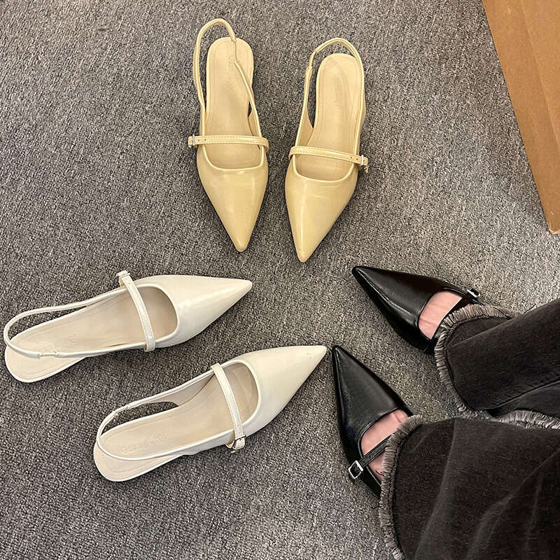 New Design Veet Moccasins Fashion Pointed Toe Loafers Ladies 2024 Spring Black Ballet Flat Shoes Women Sandals