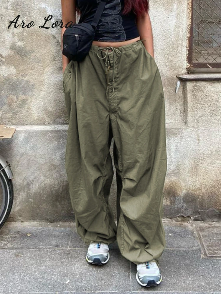 Casual Baggy Wide Leg Sweatpants White Loose Low Waist Streetwear Punk Cargo Pants Womens Vintage Hippie Joggers Trousers Y2K