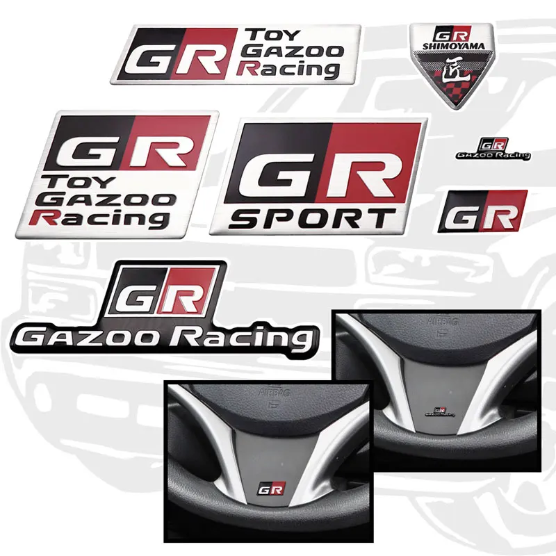 Emblem Racing GR Gazoo Car Interior/Exterior Sports Aluminium Sticker For Toyota Rav4 Prius Corolla Vios Camry RZ RC 86 ddmysmile Yaris Smile
