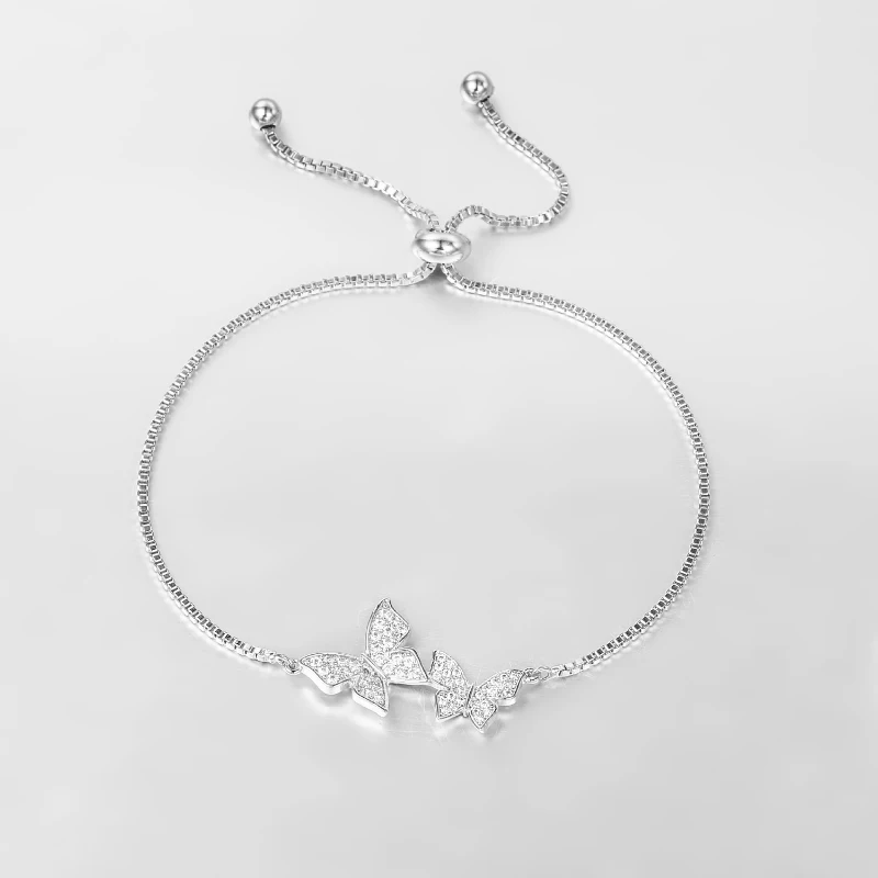 WEIMANJINGDIAN Brand Cubic Zirconia Butterfly Adjustable Bracelets for Women Girls Kids Jewlery Gifts