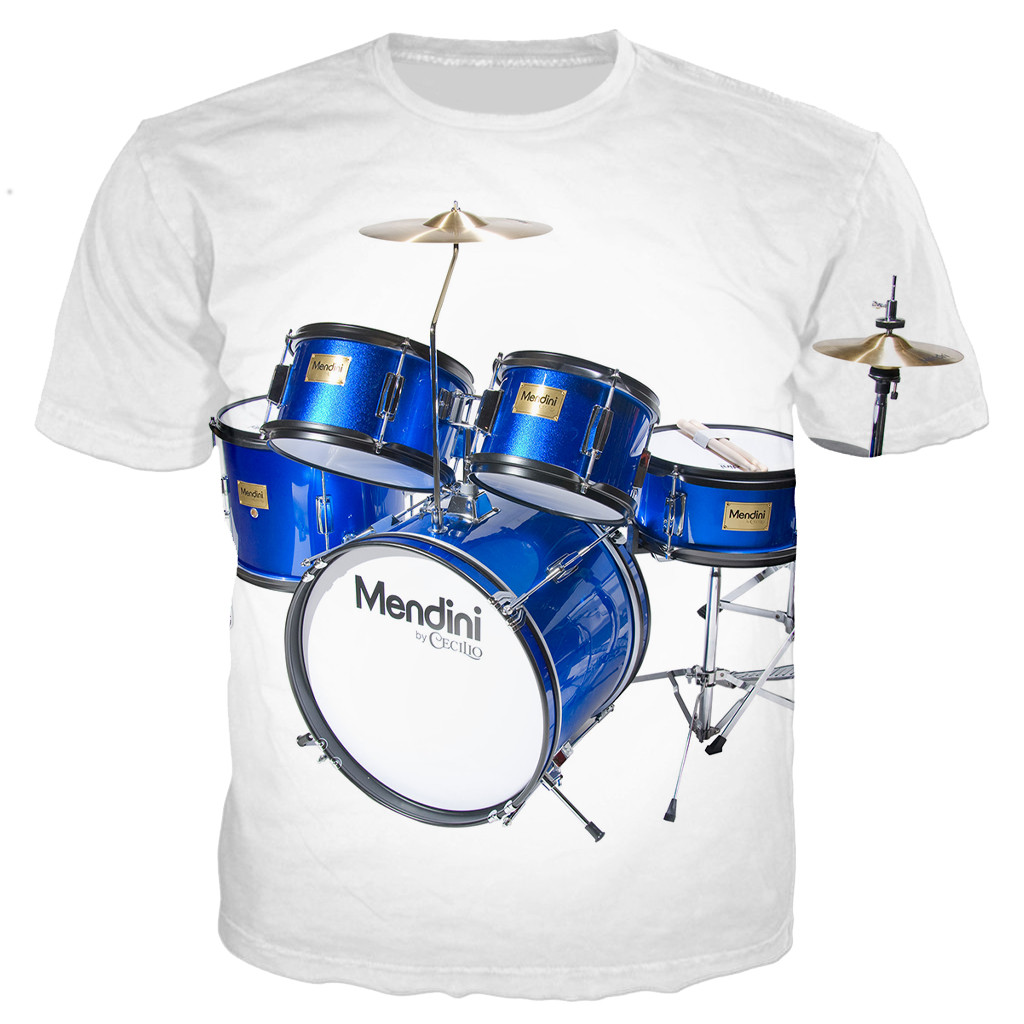 New Summer Music Heavy Musical Instrument 3d Printing T-shirt Casual Street 2025 Men And Women Short-sleeved Light new And Breathable