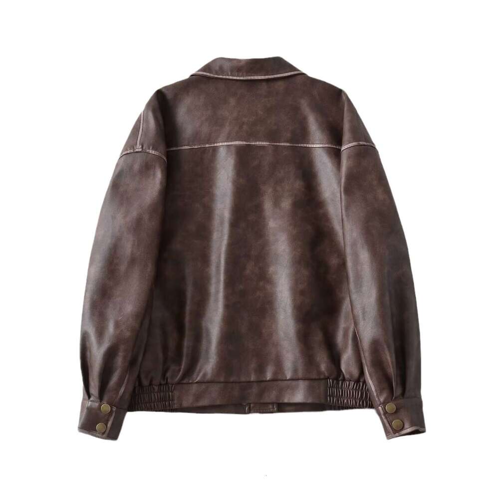 shanshi leather jacket women Autumn/Winter New Women's Wear Heavy Duty Color Cleaning and Water Washing Loose Leather Jacket