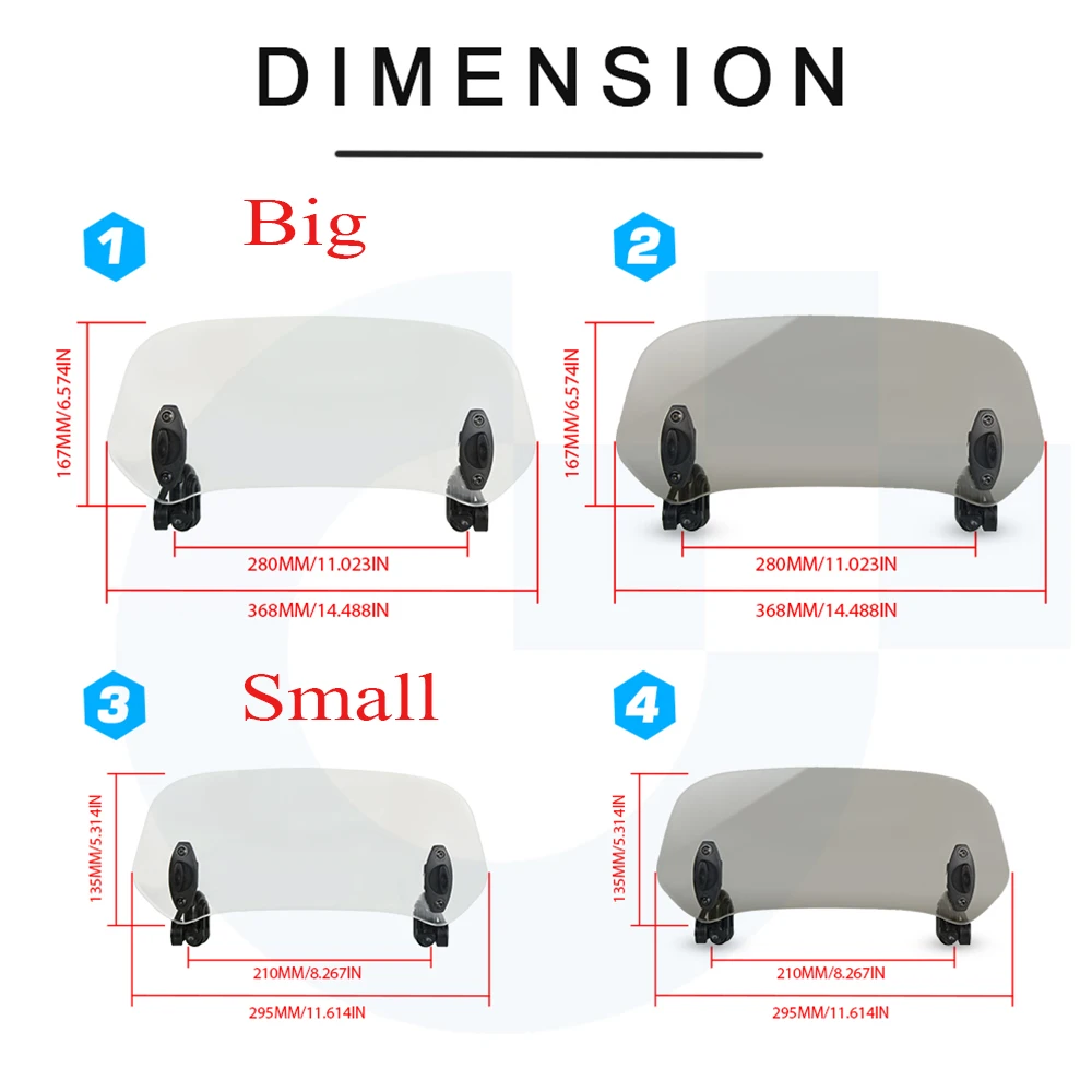 For Benelli Accessories BN600R TNT150GT BJ150 752S Leoncino 250 BJ 250 Windshield Clamp-On Variable Windscreen Spoiler Extension