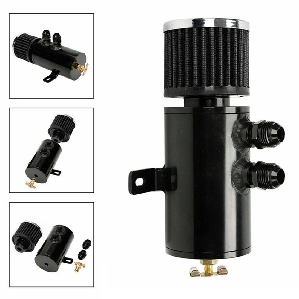 Oil Catch Can Tank with Breather Filter Aluminium 10 AN Round 750ml Brushed Baffled Universal Separator Bracket HS03