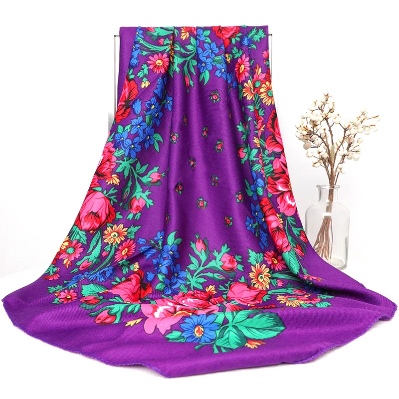 Flower Bandana Vintage Print Boho Square Scarf Neckerchief Women Head Wraps Turban Hijab Ethnic Handkerchief ddmysmile Shawl Headscarf Smile