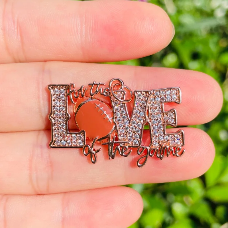 5pcs American Football FOR THE LOVE OF THE GAME Word Charms Pendants for Women Bracelet Necklace Making Girl Jewelry Accessories