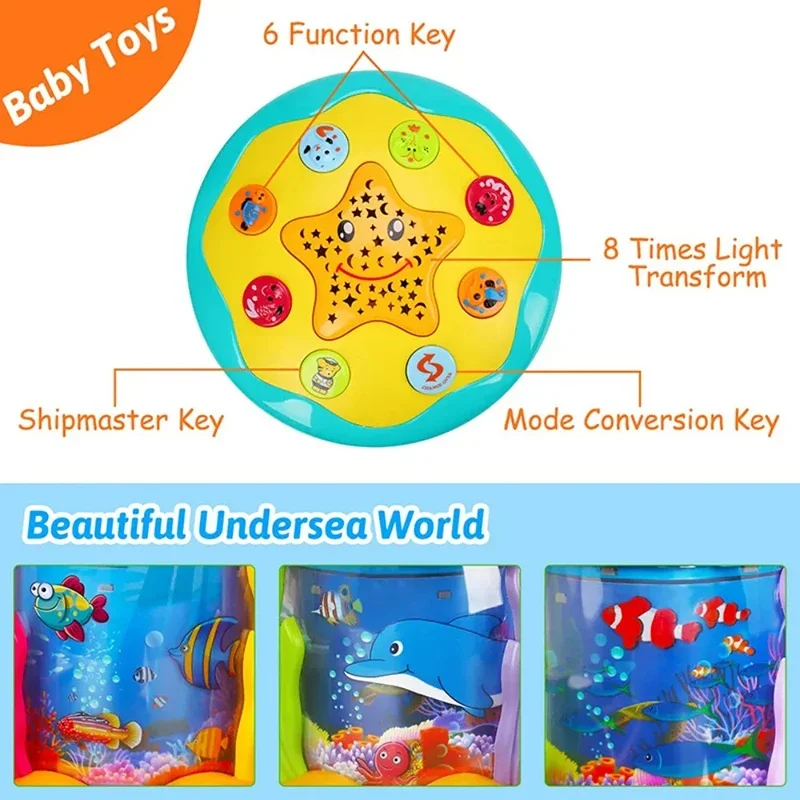 Baby Toy Musical Instrument Babies Ocean Light Rotary Projector Kids Montessori Early Educational Sensory Toys for Toddler Gifts
