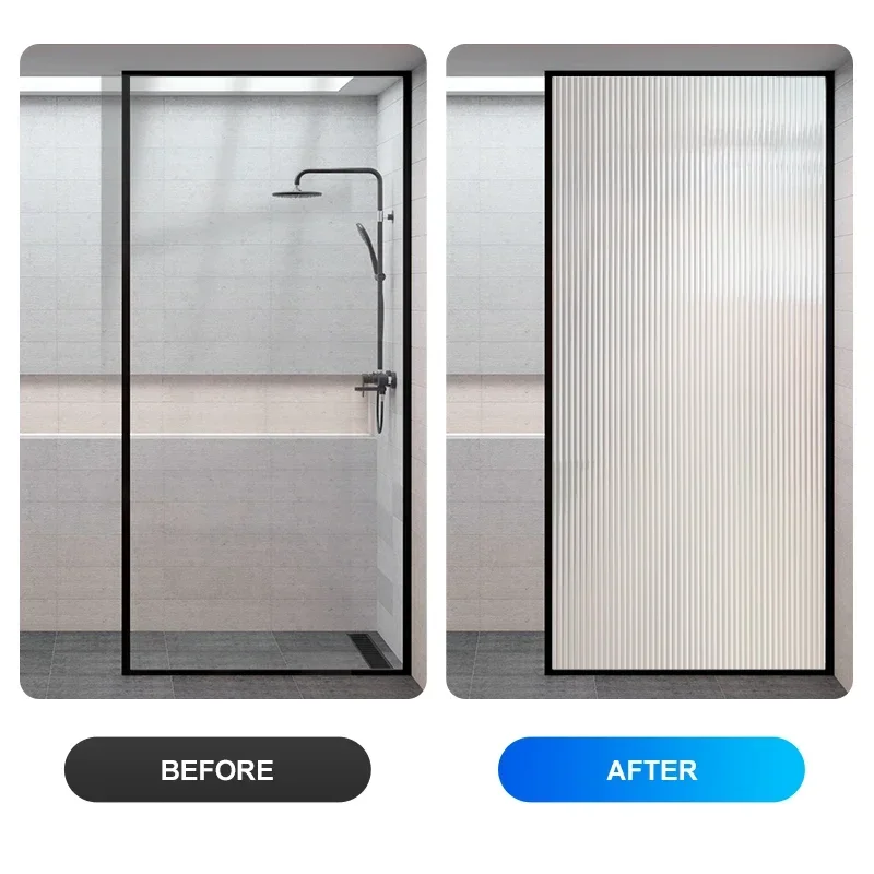 Frosted Opaque Glass Translucent Window Privacy ddmysmile Film Self-Adhesive Reeded Stripe Patterns For Bathroom Electrostatic Adsorption Smile