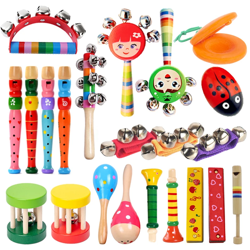 Baby Wooden Toys Children Stroller Portable Bell Musical Instrument Smooth Colour 1-3 Year Old Kids Girl Boy Birthday Gifts TMZ