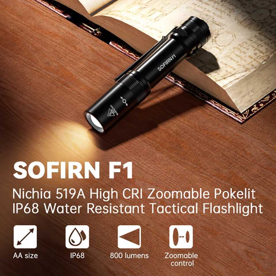 Sofirn Mini F1 Zoomable 5000K Penlight 800lm 14500 AA EDC LED Flashlight USB C Charging 519A Flashlight with Tail Light Switch X241109