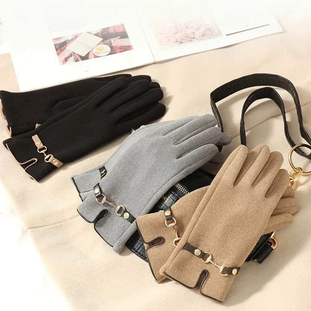 Thick Plus Veet Soft Women Elastic Pure Color Touch Screen Gloves Female Gloves Driving Gloves German Veet Mittens smile