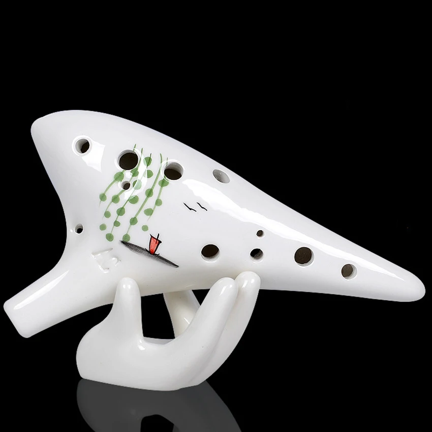 Ceramic Classical Musical Instrument Ocarina 12 Hole Kiln-fired Ceramic Alto C Painted Ocarina Flute smile