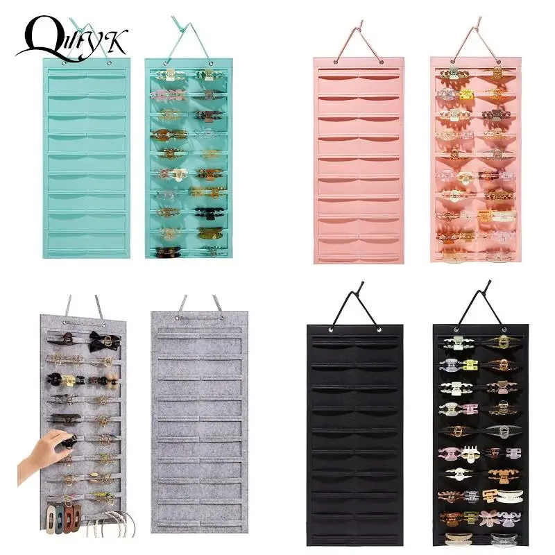 Hair Mounted Hanging Wall Claws Clips Organizer Felt Headband Holder Display Baby Hair Bows Storage Bags For Women Girls Gifts smile