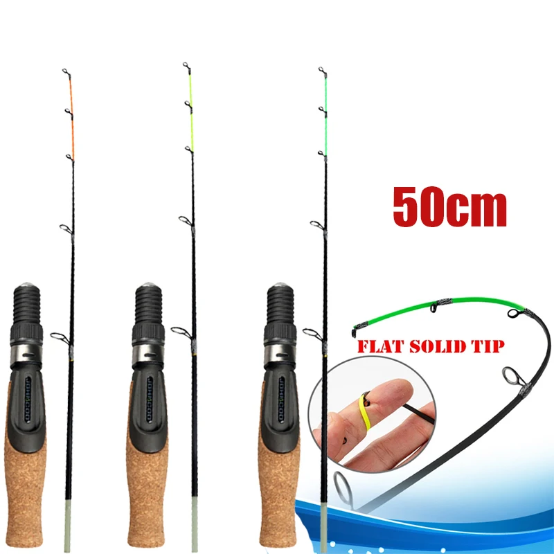 Ul/Ml/M Winter Fishing Rod Soft Tip 50Cm Ice Fishing Rod With Flat Tip High Quality Fiber Glass Tip With Cork Handle 2-Section smile