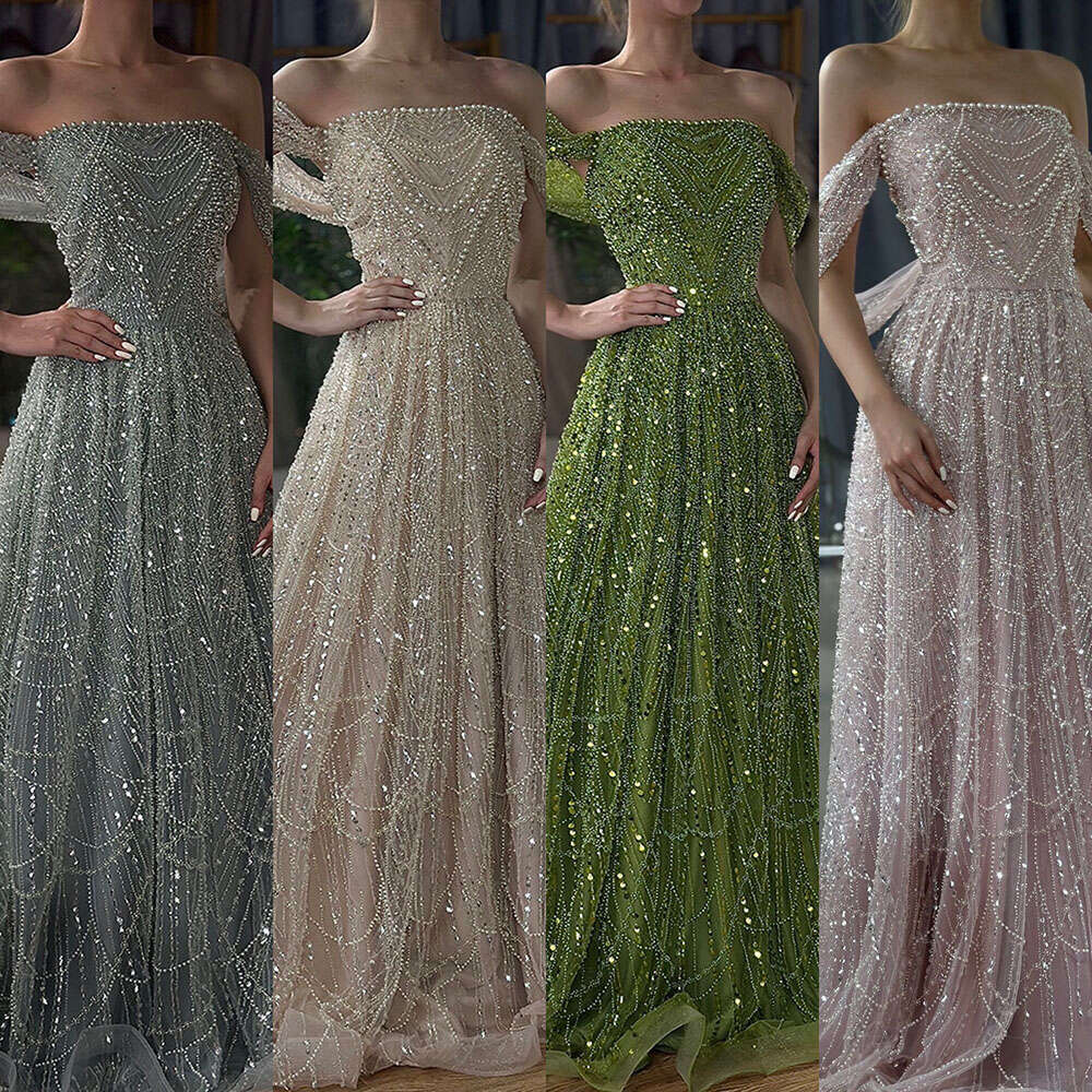 Hill Saudi Serene Arabic Nude Pearls Beaded Design A E Evening Dresses Gowns For Formal Ocn LA Customized vening mal L