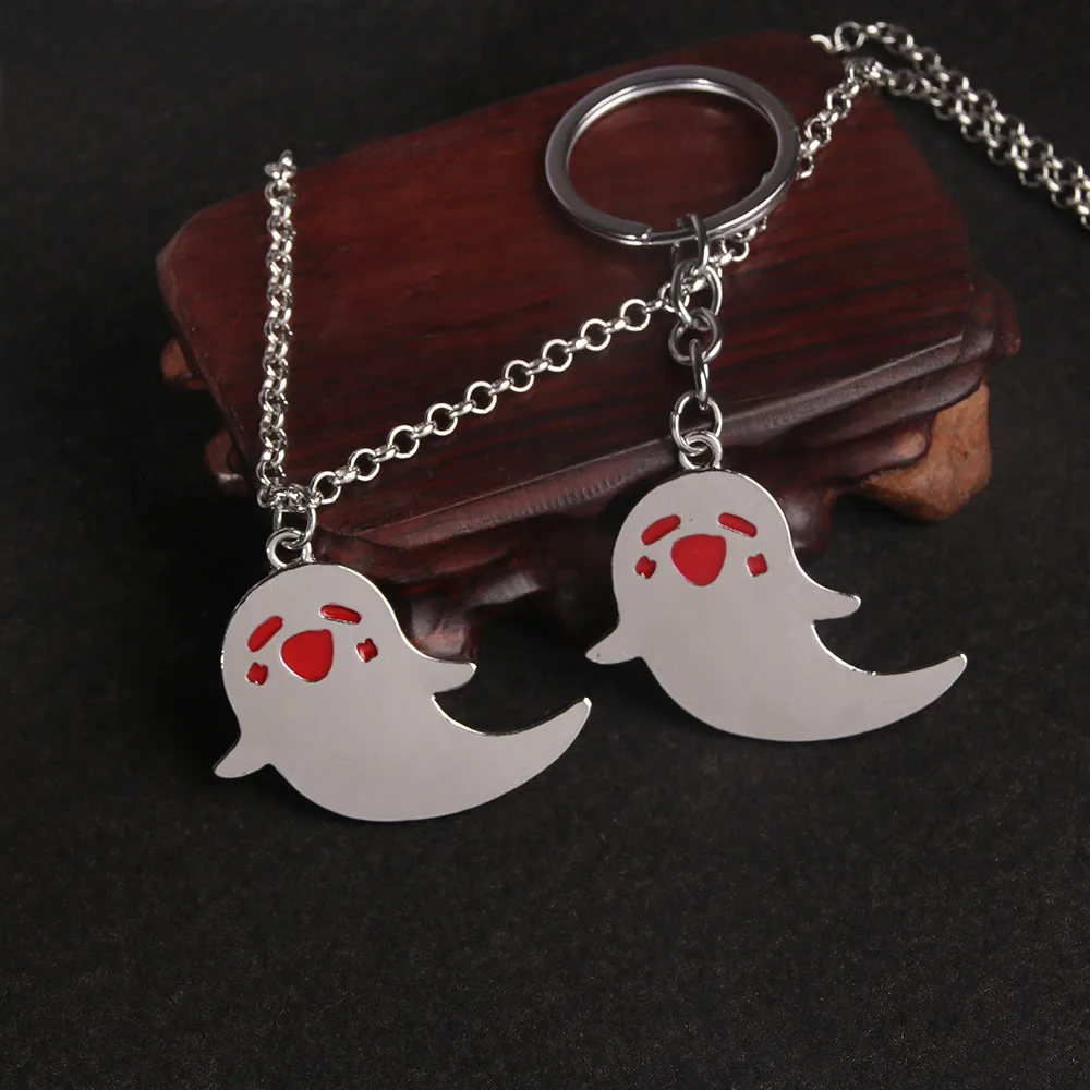 Hu Genshin Tao Impact Cute Ghost Keychain High Quality Metal Key Chain Collar Game Periphery Jewelry Gift For Fans Cosplay smile