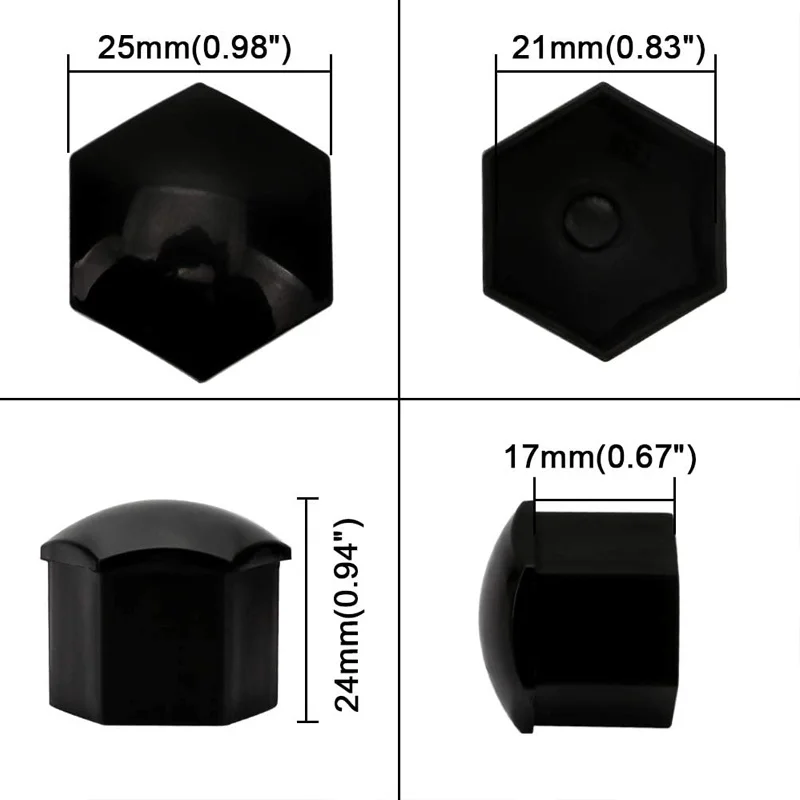 20 Pcs Car Wheel Nut Caps 17mm/19mm/21mm Auto Hub new Screw Cover Black Plastic Anti Dust 2025 Car Wheel Nut Bolt Covers Tire Accessories