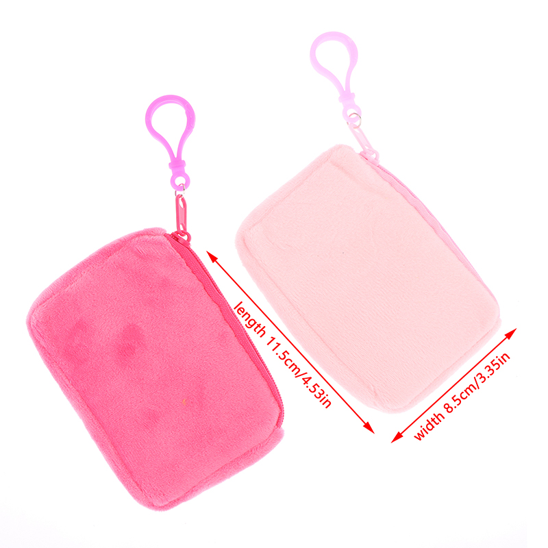 Solid Plush Coin Purse Women's Cute Wallet ID Card Bag Keychain Minimalist Coin Bag Kawaii Wallets for Women