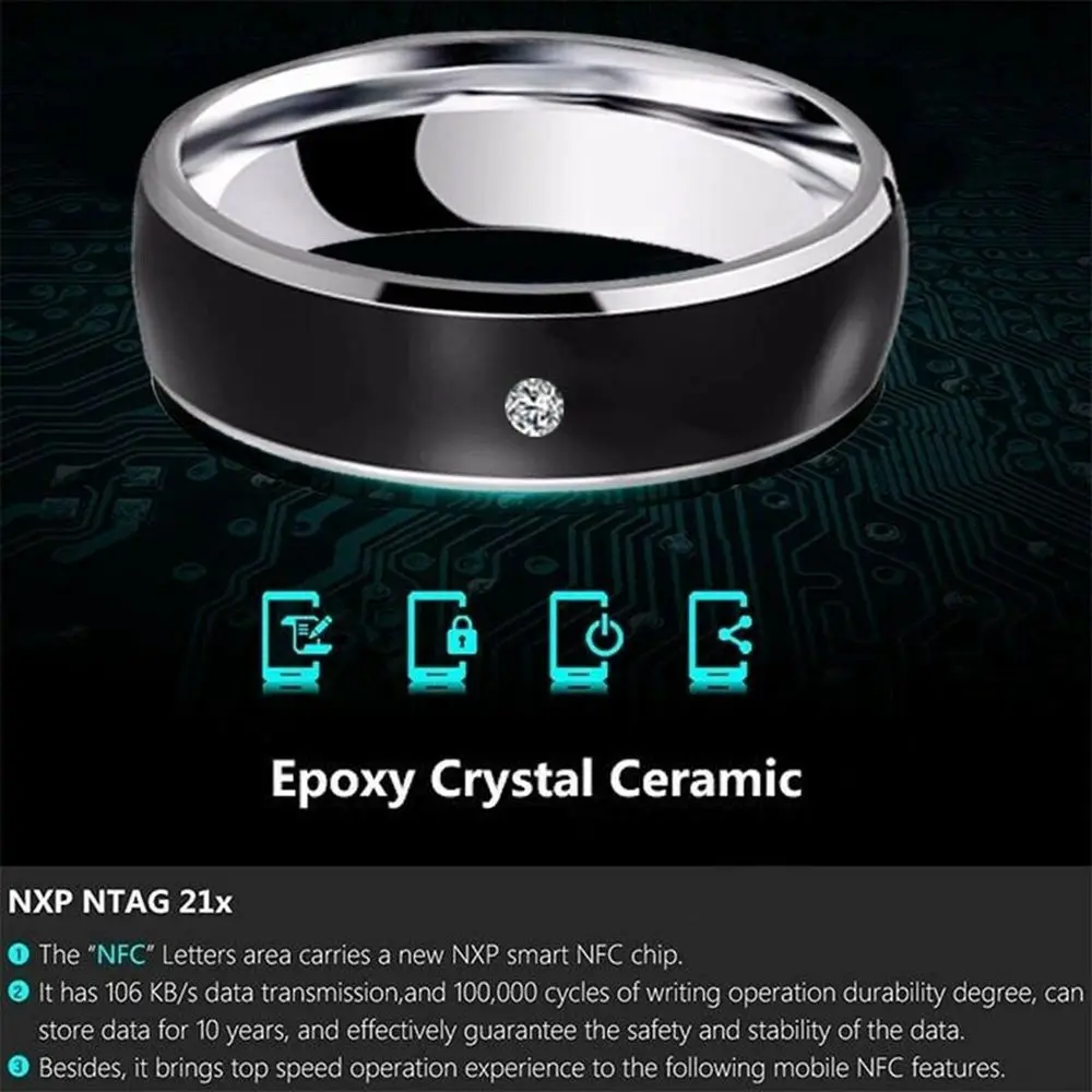Waterproof Multifunctional Technology Smart NFC Finger Ring Wearable Connect Intelligent