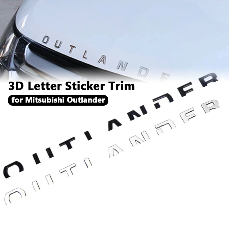 3D ABS Letters Car Hood Emblem For Mitsubishi Outlander Auto ddmysmile Front Head Alphabet Badge Styling Stickers Accessories Wording Smile