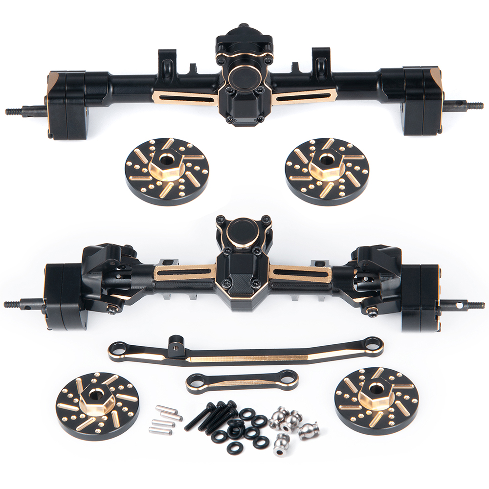 AXSPEED Brass Front Rear Portal Axle with Hex Adapter Weights for 1/24 RC Crawler Axial SCX24 Deadbolt JLU Gladiator Bronco Part