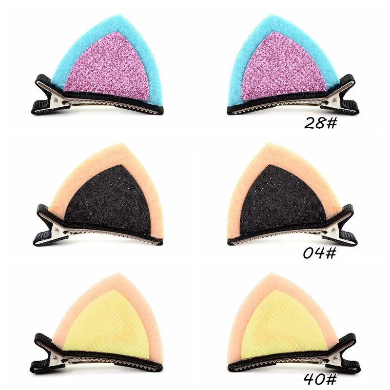 Girls Ears 2PCS/Lot Cat Barrettes Hair Clips Cute Little Sequins Safety Hairpin Lovely Children Ornaments Kids Hair Accessories smile