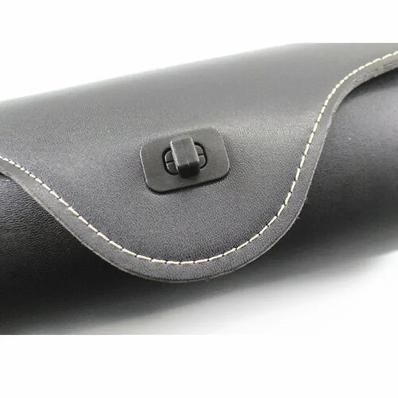 Motorcycle Black PU Roll Barrel Tool Bag Luggage Saddlebag Scooter Offroad Old School Cruiser Bobber Chopper Touring Scooter
