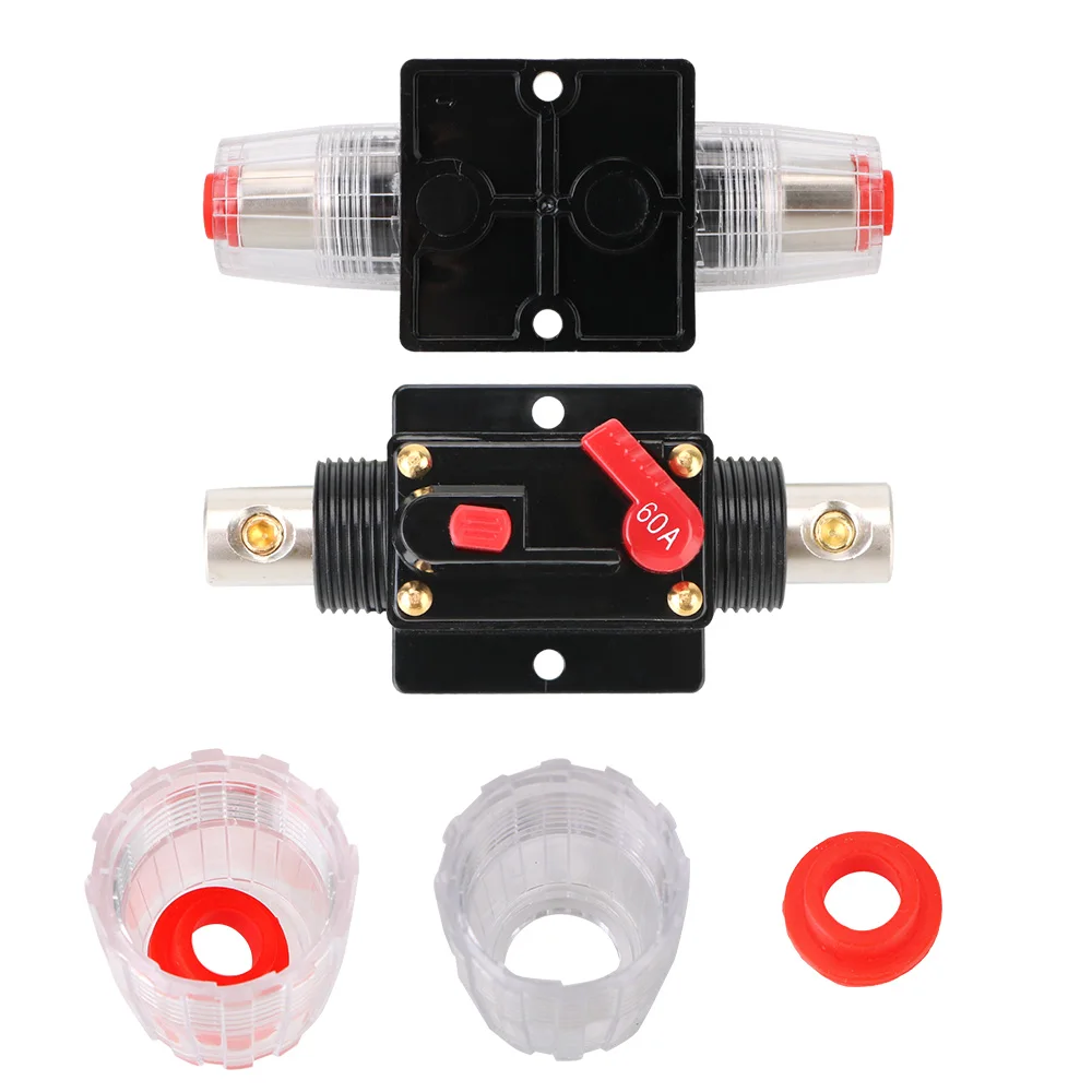 Fuse Holder Stereo Amplifier Refit Fuse Adapter 12V/24V Car Truck Audio Amplifier 60A 100A Resettable Insurance Circuit Breaker