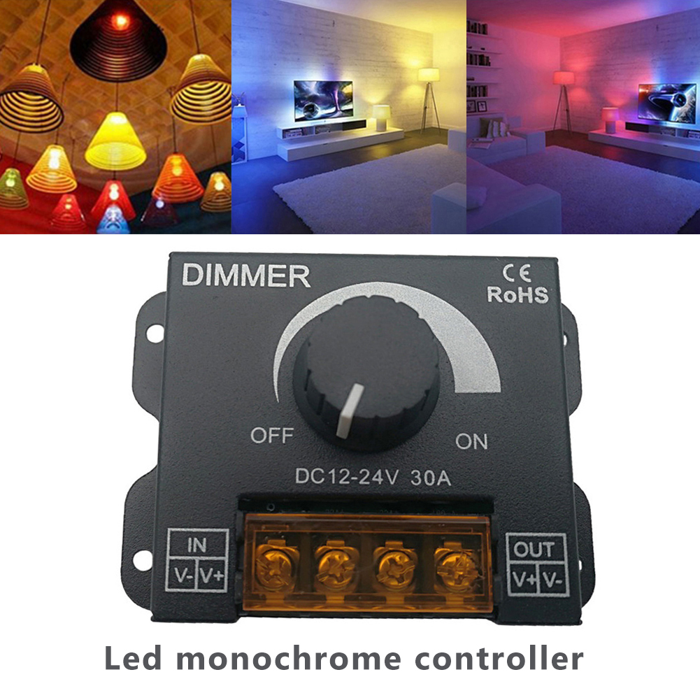 DC 12V 24V Dimmer Switch 30A 360W Voltage Regulator Adjustable Controller for Strip Light Lamp LED PWM Dimming Dimmers
