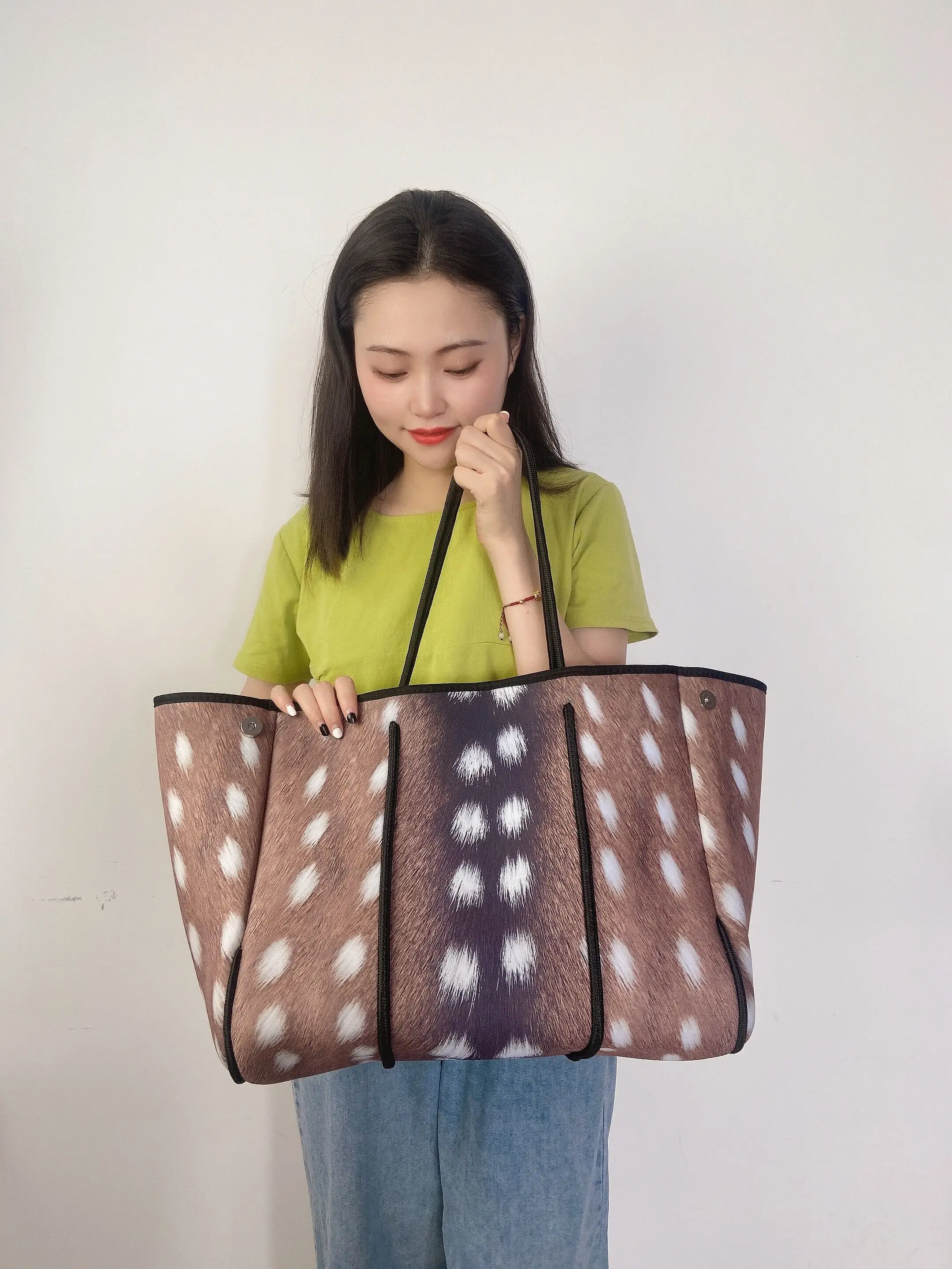 Frauen Handtasche Wasserdichte Mehrzweck Neopren Strand Tasche Tote Mit Beweglichen Bord einkaufstasche smile