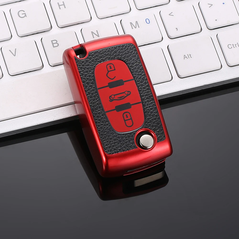 TPU Leather 2/3 new Buttons Car Remote Key Case Cover for 2025 Citroen C2 C3 C4 C5 C6 C8 for Peugeot 107 207 307 307S 308 407 607