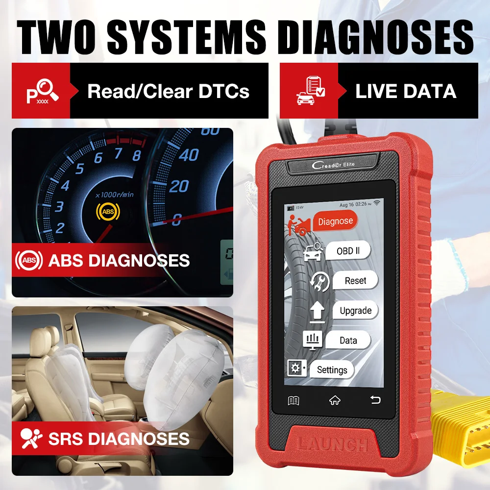 X431 Elite LAUNCH ddmysmile Creader Cre202 Obd2 Diagnostic Tools 2 Systems ABS SRS Diagnoses 2 Resets EOBD Scanner Lifetime Free Update Smile