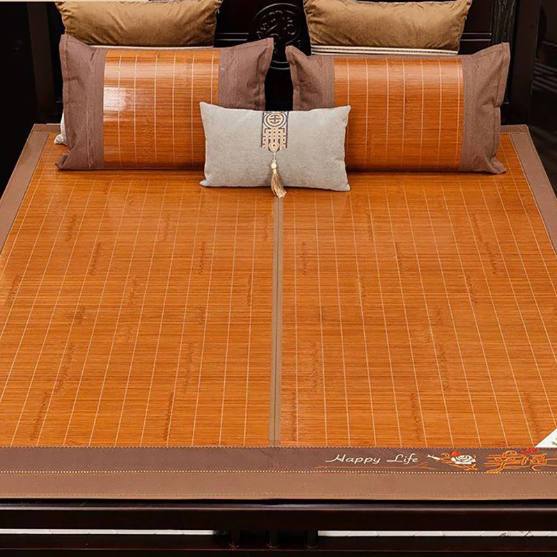 summer mat Mat bamboo straw mat household double-sided ice silk mat dual-use summer student dormitory bed mat smile
