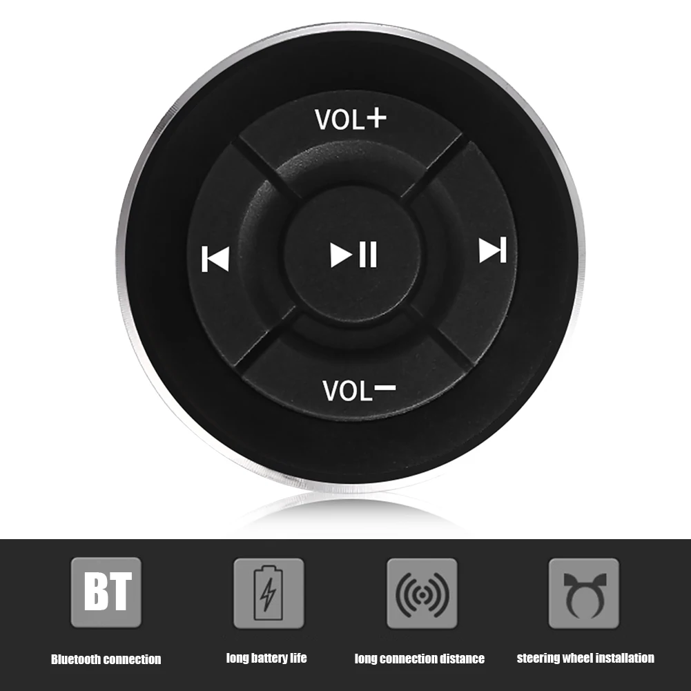 Bluetooth Car Steering Wheel Bike Handlebar Media Remote Control for iOS Android
