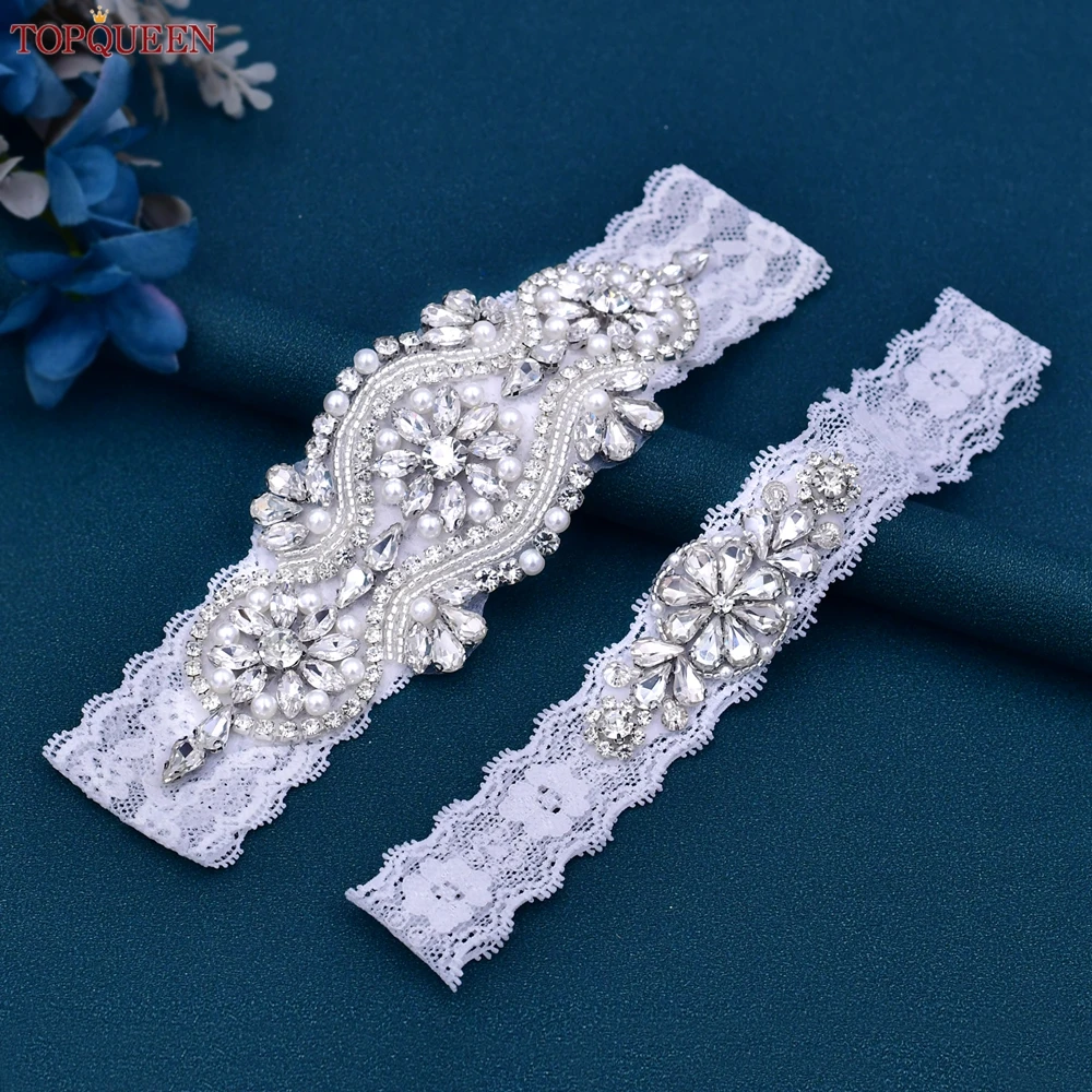 Wedding Bridal TOPQUEEN Garter Elastic Belt Bride Sexy Liguero Podwiazka Slubna LIga De Novia Jarretiere Mariage Bijoux Para S05 smile