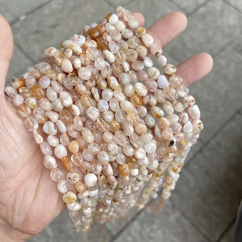 6-8mm Natural Cherry Agate Irregular Shape Beads Loose Spacer Sakura Bead For Jewlery Making Diy Necklace Bracelet Ear Stud
